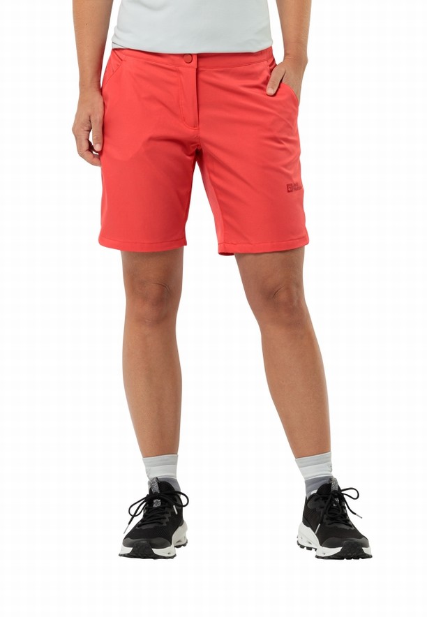 Red Women Jack Wolfskin Hiking Alpine Shorts | 21681504