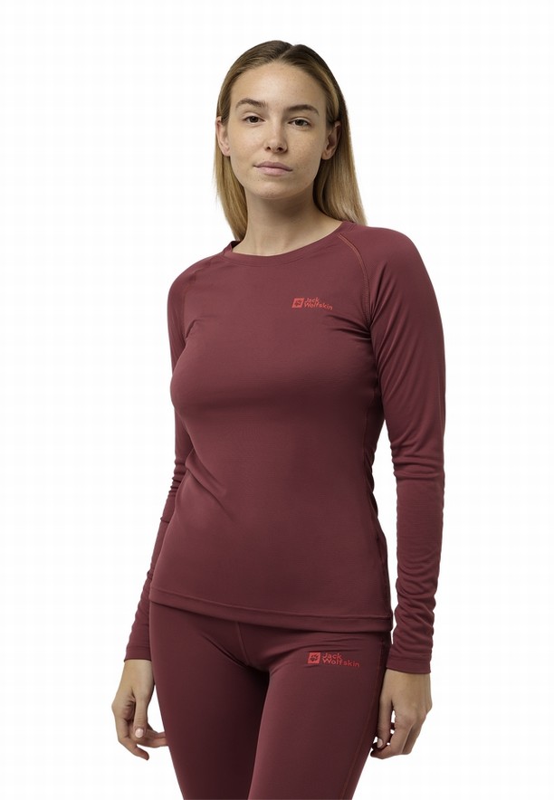 Red Women Jack Wolfskin Infinite Light Ls T Shirts | 79696840