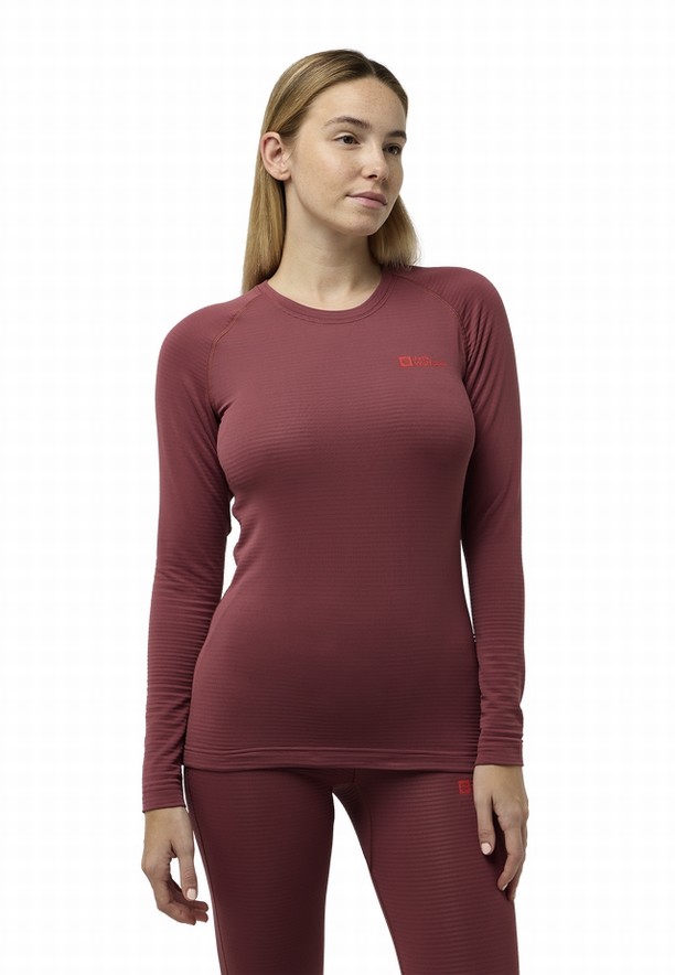 Red Women Jack Wolfskin Infinite Warm Ls T Shirts | 45023359