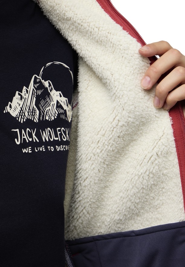 Red Women Jack Wolfskin Kaminfeuer Fleece Jackets | 70408289