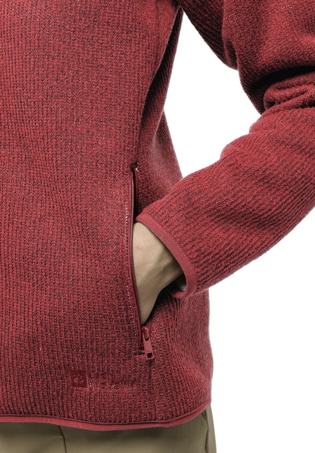 Red Women Jack Wolfskin Kaminfeuer Fleece Jackets | 70408289