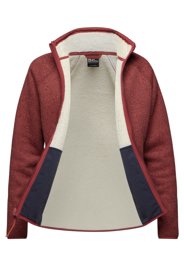 Red Women Jack Wolfskin Kaminfeuer Fleece Jackets | 70408289