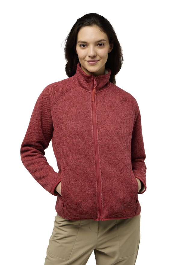 Red Women Jack Wolfskin Kaminfeuer Fleece Jackets | 70408289