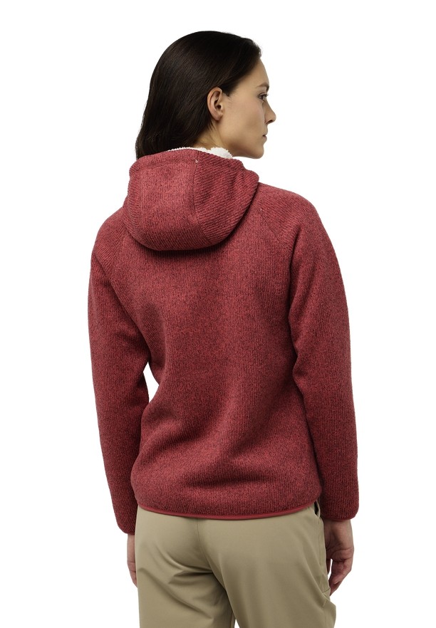 Red Women Jack Wolfskin Kaminfeuer Hooded Fleece Jackets | 49867183