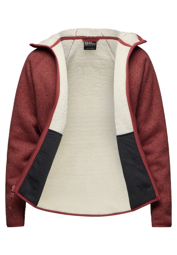 Red Women Jack Wolfskin Kaminfeuer Hooded Fleece Jackets | 49867183