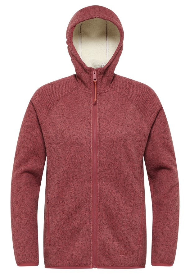 Red Women Jack Wolfskin Kaminfeuer Hooded Fleece Jackets | 49867183