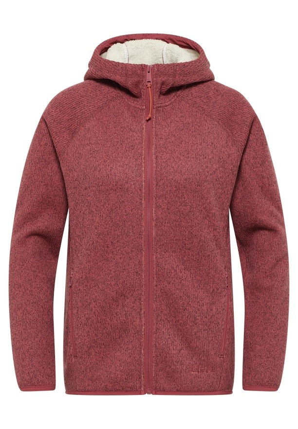 Red Women Jack Wolfskin Kaminfeuer Hooded Fleece Jackets | 49867183