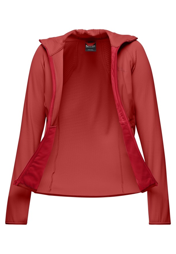 Red Women Jack Wolfskin Kolbenberg Hooded Fz Fleece Jackets | 68333985