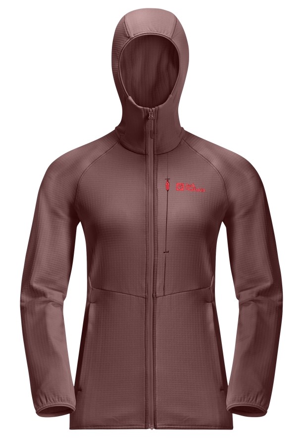 Red Women Jack Wolfskin Kolbenberg Hooded Fz Fleece Jackets | 43372586