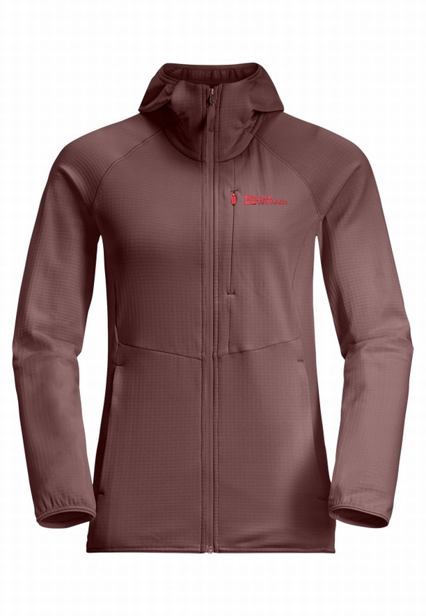 Red Women Jack Wolfskin Kolbenberg Hooded Fz Fleece Jackets | 43372586