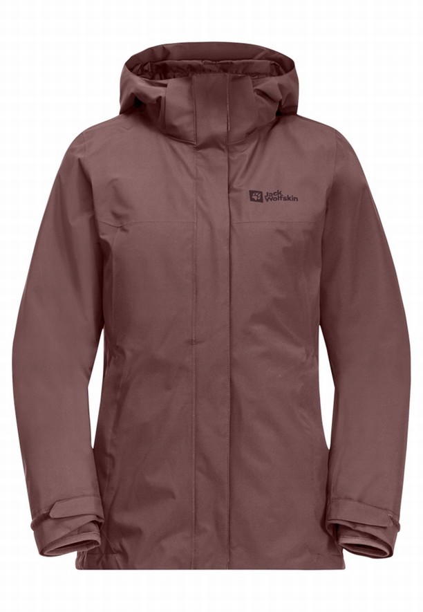 Red Women Jack Wolfskin Luntal 3in1 Jackets | 55381324