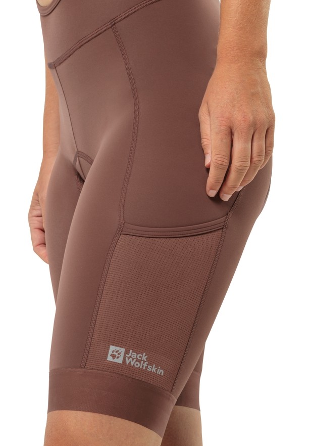 Red Women Jack Wolfskin Morobbia Bib Shorts | 35269531