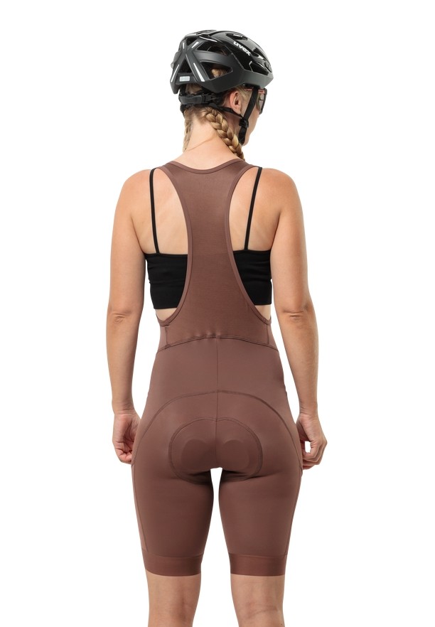 Red Women Jack Wolfskin Morobbia Bib Shorts | 35269531