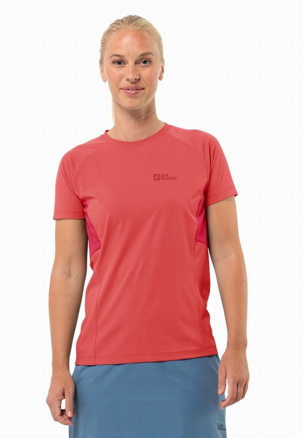 Red Women Jack Wolfskin Narrows T Shirts | 44560985