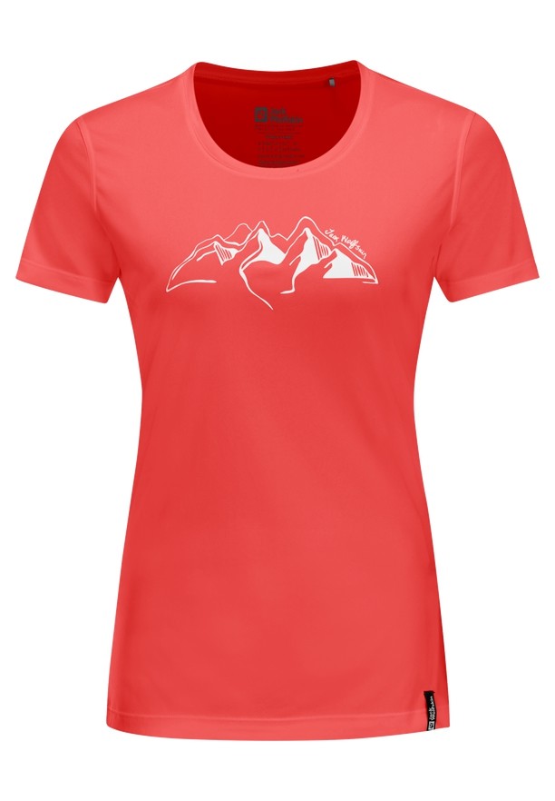 Red Women Jack Wolfskin Peak Graphic T Shirts | 62454086