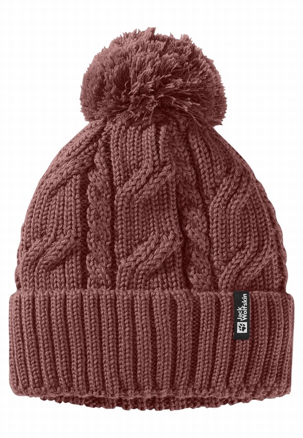 Red Women Jack Wolfskin Pompom Beanie | 14015375