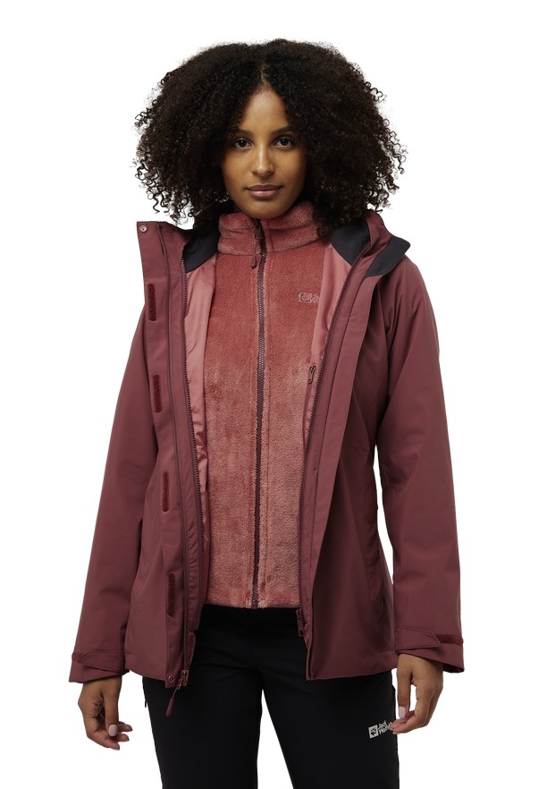 Red Women Jack Wolfskin Rotwand 3in1 Jackets | 17305308