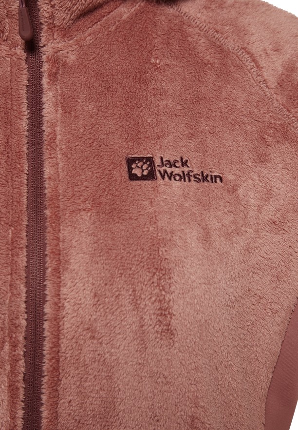 Red Women Jack Wolfskin Rotwand Hooded Fz Fleece Jackets | 17585490