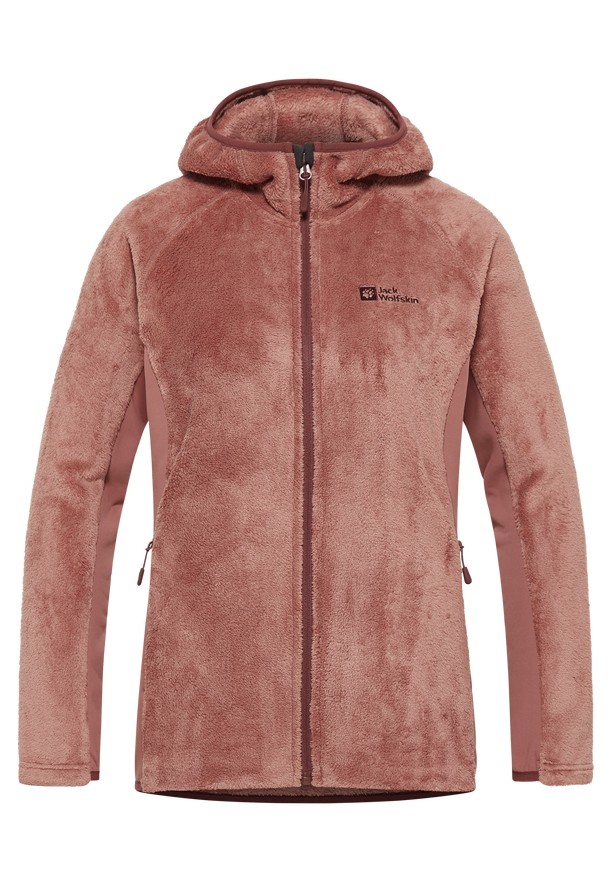 Red Women Jack Wolfskin Rotwand Hooded Fz Fleece Jackets | 17585490