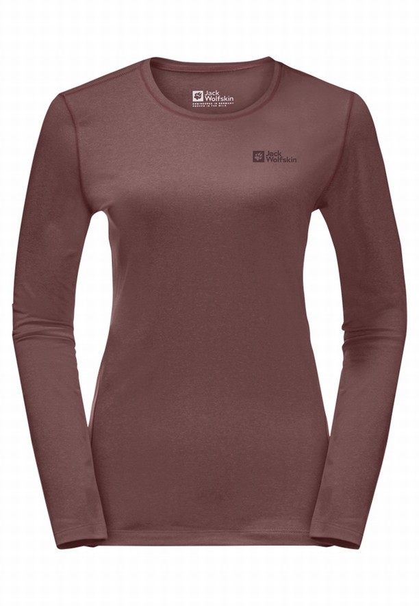 Red Women Jack Wolfskin Skyhermal L/s T Shirts | 38813148