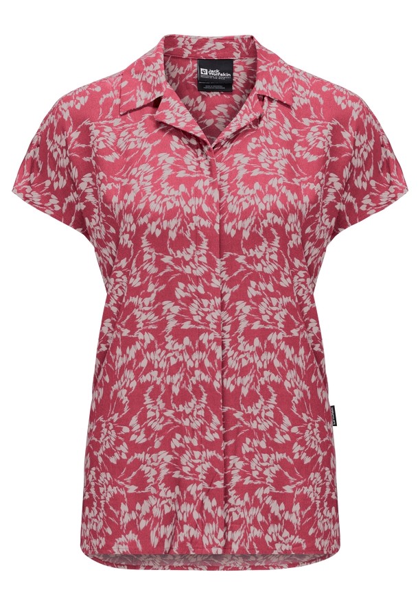 Red Women Jack Wolfskin Sommerwiese Shirts | 70592506