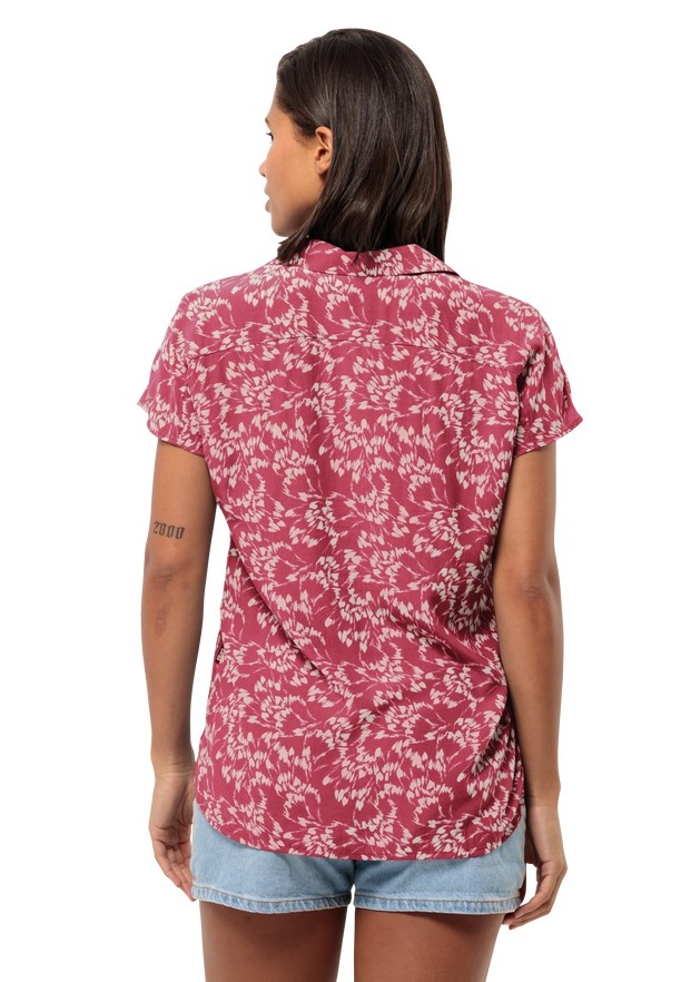 Red Women Jack Wolfskin Sommerwiese Shirts | 70592506