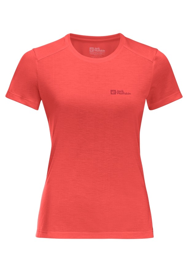 Red Women Jack Wolfskin Vonnan S/s T Shirts | 21481536