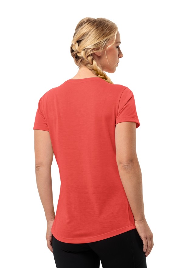 Red Women Jack Wolfskin Vonnan S/s T Shirts | 21481536