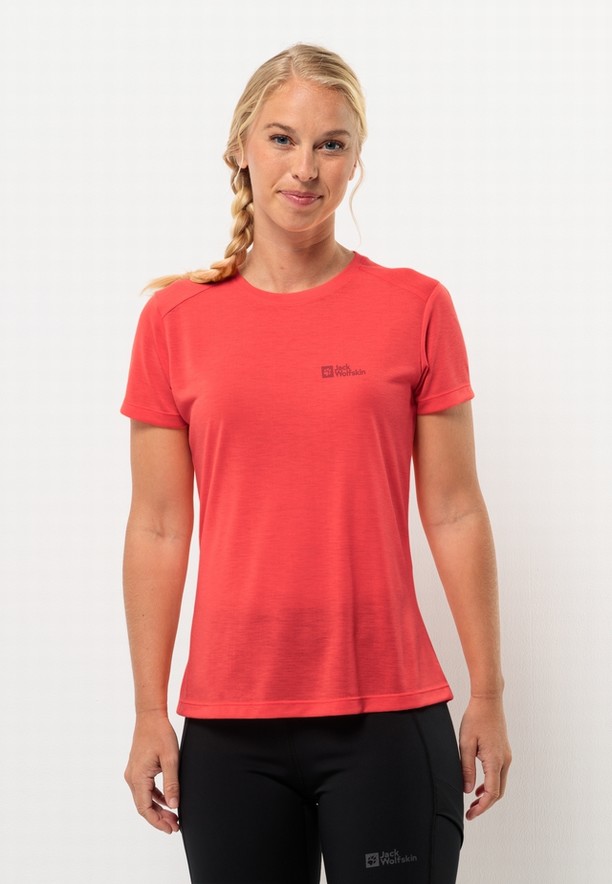 Red Women Jack Wolfskin Vonnan S/s T Shirts | 21481536