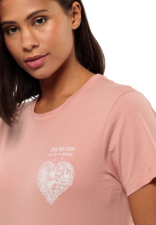 Rose Women Jack Wolfskin Discover Heart T Shirts | 42867994
