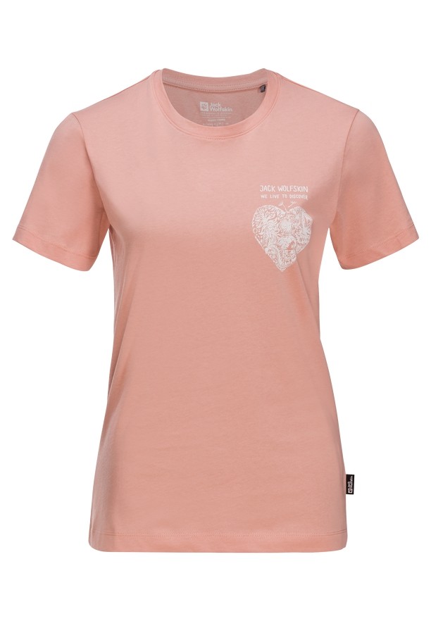 Rose Women Jack Wolfskin Discover Heart T Shirts | 42867994
