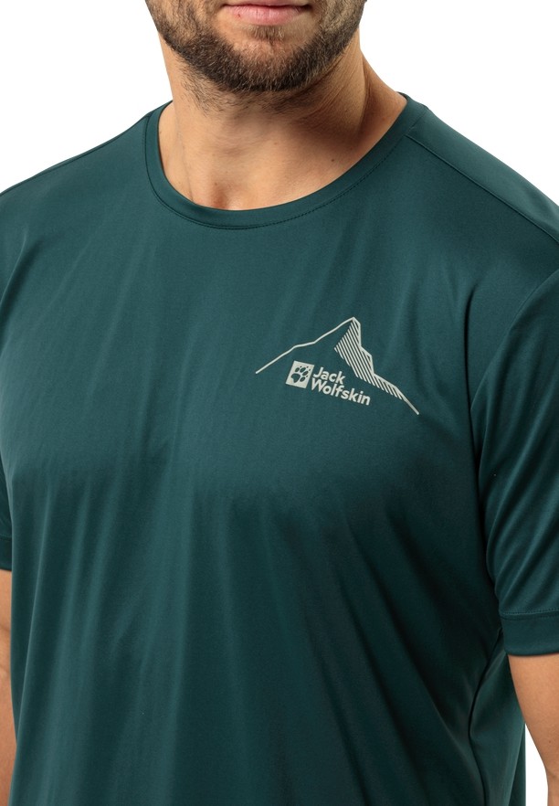Turquoise Men Jack Wolfskin Peak Graphic T Shirts | 93249798