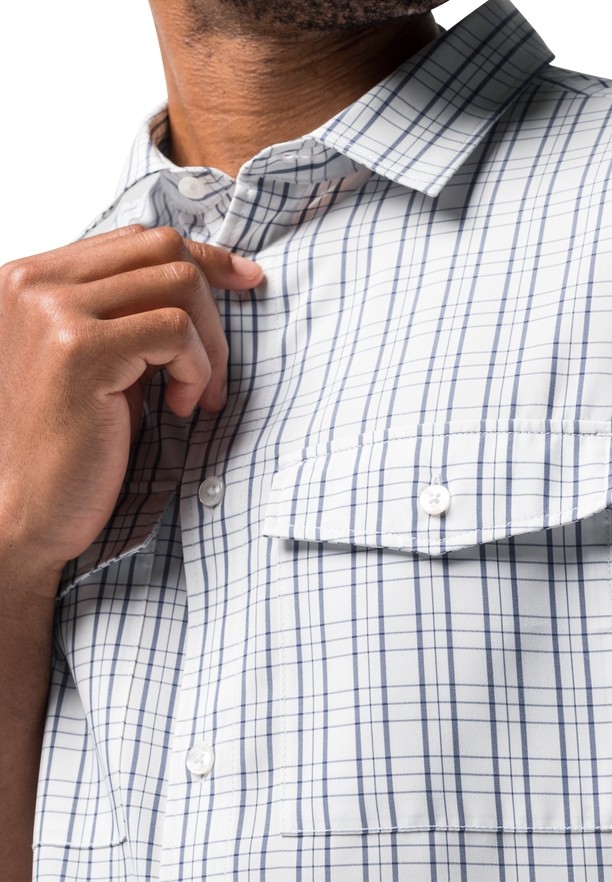 White Men Jack Wolfskin Thompson Shirts | 73597137