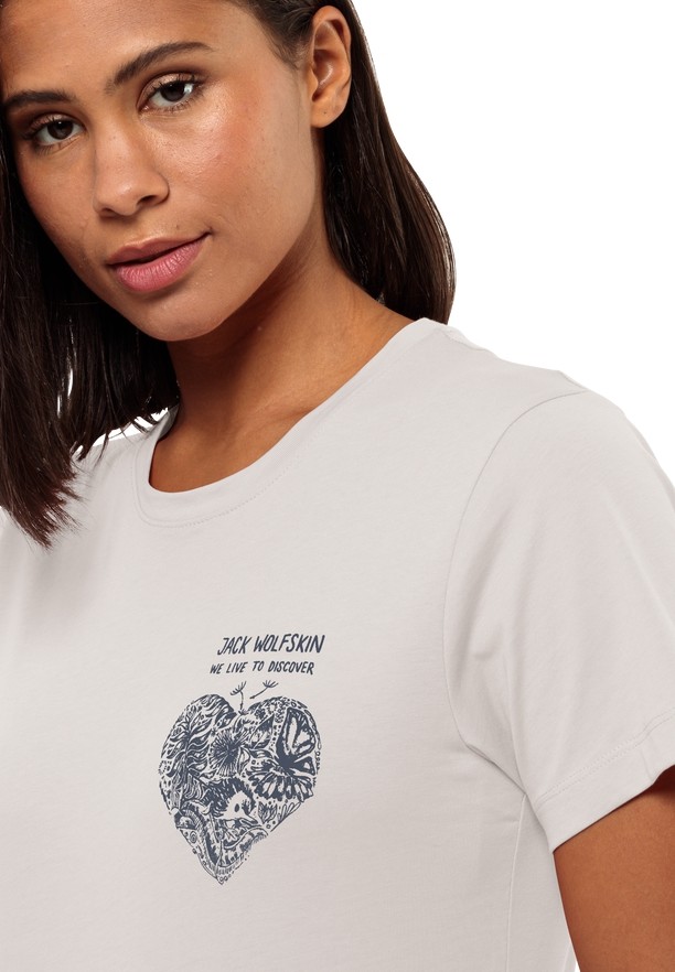White Women Jack Wolfskin Discover Heart T Shirts | 80128165