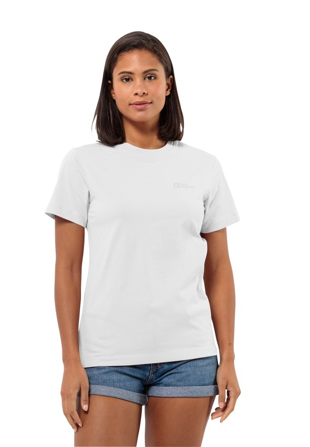 White Women Jack Wolfskin Essential T Shirts | 80617421