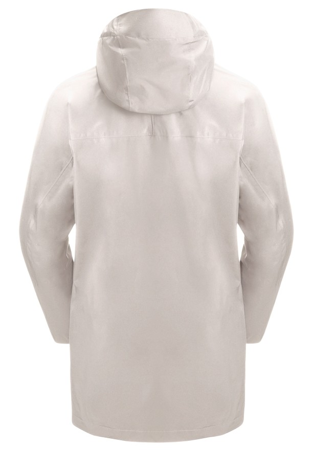 White Women Jack Wolfskin Mainkai Long Rain Jackets | 11787784