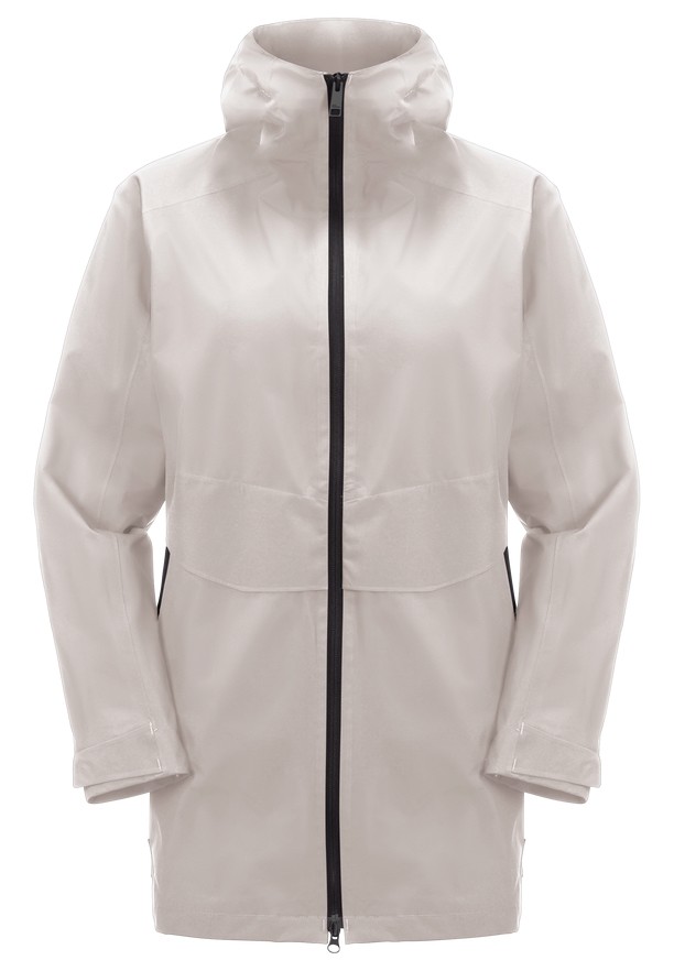 White Women Jack Wolfskin Mainkai Long Rain Jackets | 11787784