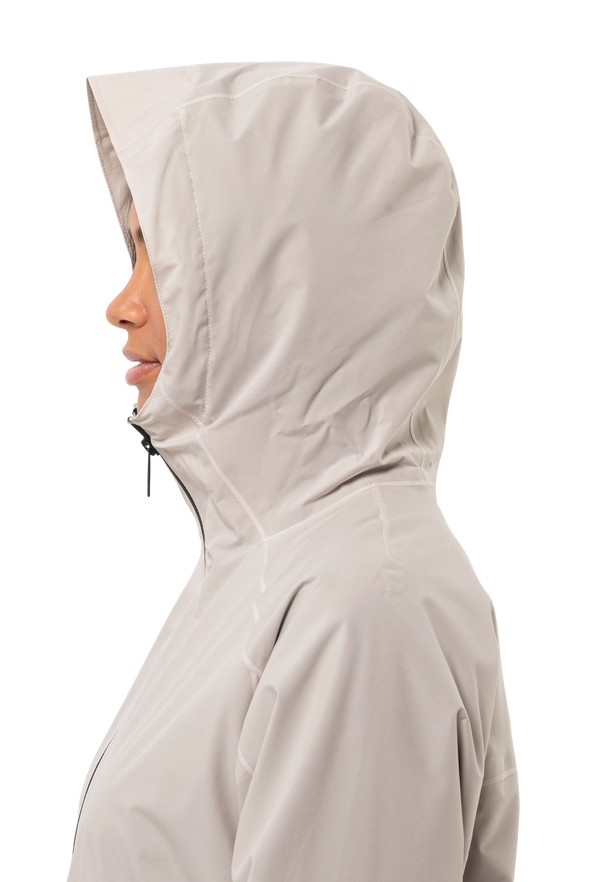 White Women Jack Wolfskin Mainkai Long Rain Jackets | 11787784