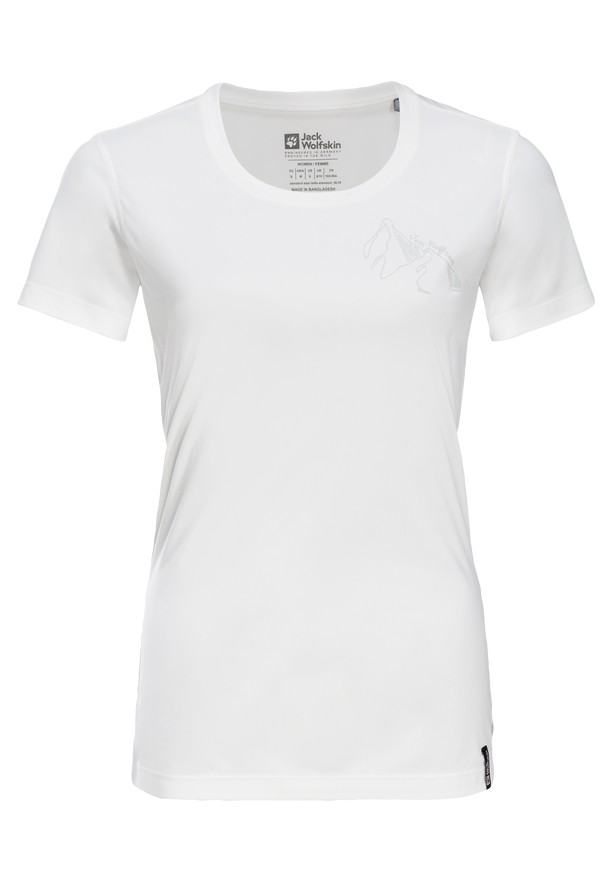 White Women Jack Wolfskin Peak Graphic T Shirts | 66659742