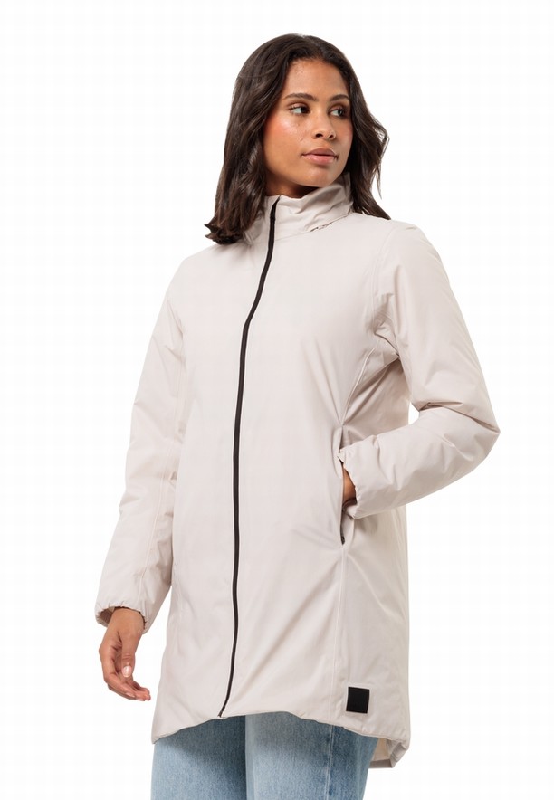 White Women Jack Wolfskin Textor Coats | 77825155