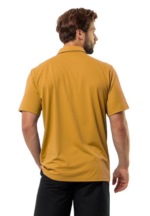 Yellow Men Jack Wolfskin Delgami Polo Shirts | 67641188