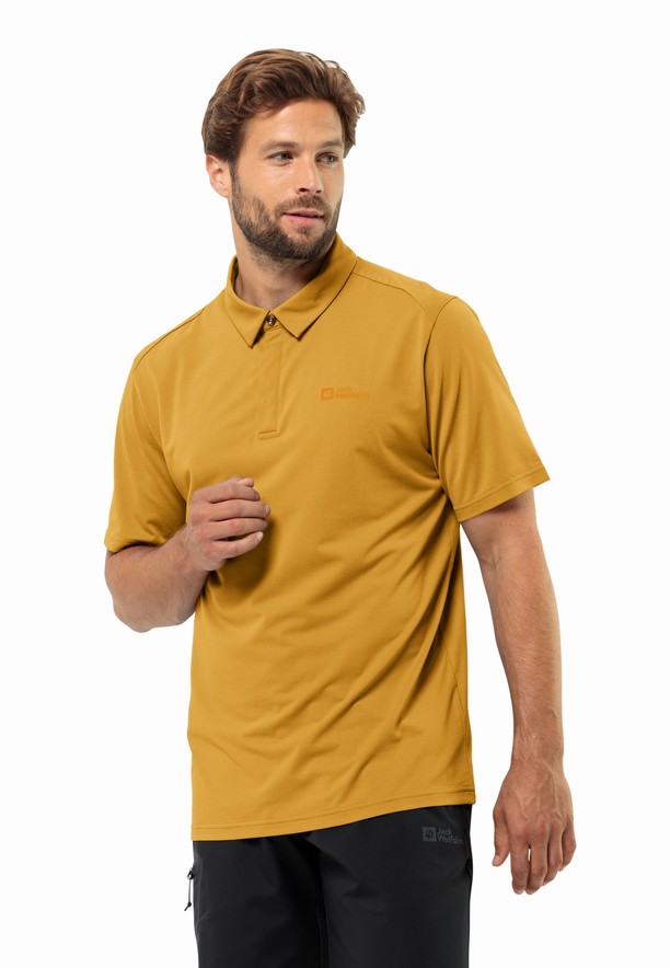 Yellow Men Jack Wolfskin Delgami Polo Shirts | 67641188