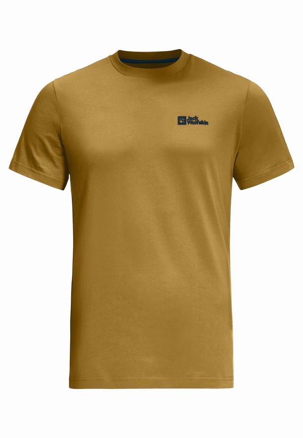 Yellow Men Jack Wolfskin Essential T Shirts | 23705616