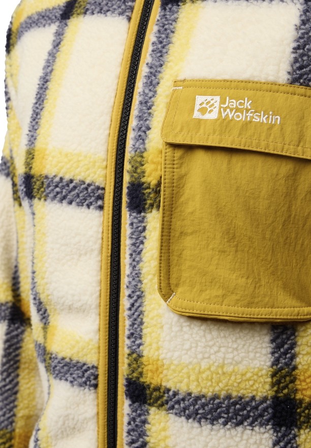Yellow Men Jack Wolfskin Felslicht Check Fleece Jackets | 16790829
