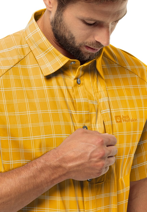 Yellow Men Jack Wolfskin Norbo S/s Shirts | 78177461