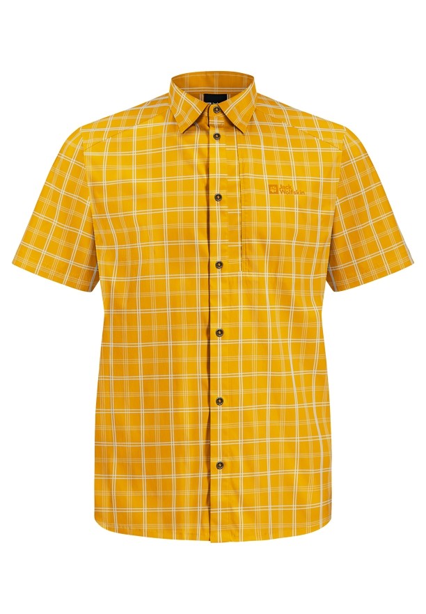 Yellow Men Jack Wolfskin Norbo S/s Shirts | 78177461