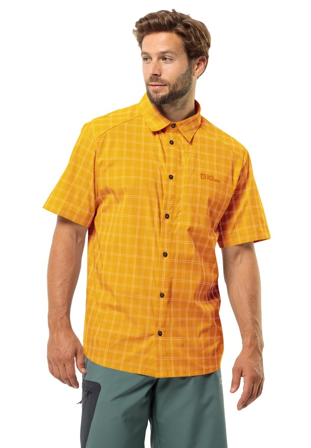 Yellow Men Jack Wolfskin Norbo S/s Shirts | 78177461