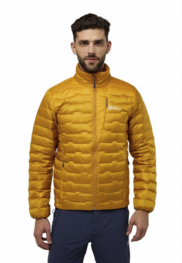 Yellow Men Jack Wolfskin Passamani Down Jackets | 84040703