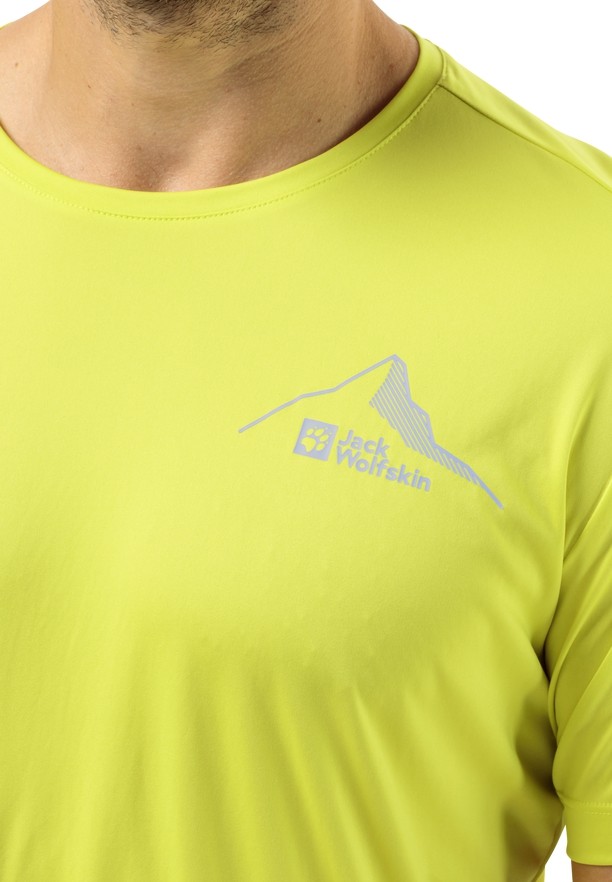 Yellow Men Jack Wolfskin Peak Graphic T Shirts | 89786848