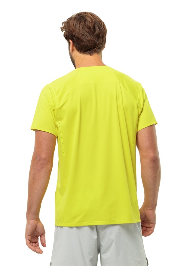 Yellow Men Jack Wolfskin Prelight Chill T Shirts | 77704899